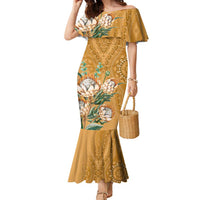 Africa King Proteas Dashiki Motif Family Matching Mermaid Dress and Hawaiian Shirt Gold Style LT9 - Wonder Print Shop