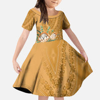 Africa King Proteas Dashiki Motif Family Matching Off Shoulder Maxi Dress and Hawaiian Shirt Gold Style LT9 - Wonder Print Shop