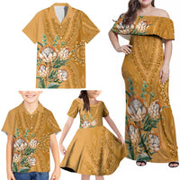 Africa King Proteas Dashiki Motif Family Matching Off Shoulder Maxi Dress and Hawaiian Shirt Gold Style LT9 - Wonder Print Shop