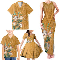 Africa King Proteas Dashiki Motif Family Matching Tank Maxi Dress and Hawaiian Shirt Gold Style - Wonder Print Shop