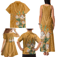 Africa King Proteas Dashiki Motif Family Matching Tank Maxi Dress and Hawaiian Shirt Gold Style - Wonder Print Shop