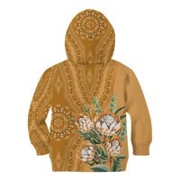 Africa King Proteas Dashiki Motif Kid Hoodie Gold Style - Wonder Print Shop
