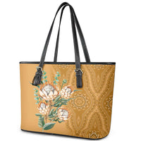 Africa King Proteas Dashiki Motif Leather Tote Bag Gold Style - Wonder Print Shop