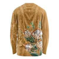 Africa King Proteas Dashiki Motif Long Sleeve Shirt Gold Style - Wonder Print Shop