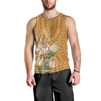 Africa King Proteas Dashiki Motif Men Tank Top Gold Style - Wonder Print Shop