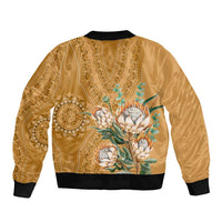 Africa King Proteas Dashiki Motif Sleeve Zip Bomber Jacket Gold Style - Wonder Print Shop