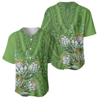 Africa King Proteas Dashiki Motif Baseball Jersey Green Style LT9 - Wonder Print Shop