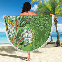 Africa King Proteas Dashiki Motif Beach Blanket Green Style LT9 - Wonder Print Shop
