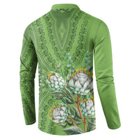 Africa King Proteas Dashiki Motif Button Sweatshirt Green Style LT9 - Wonder Print Shop