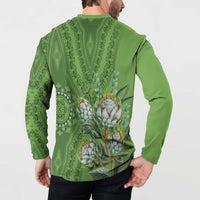 Africa King Proteas Dashiki Motif Button Sweatshirt Green Style LT9 - Wonder Print Shop