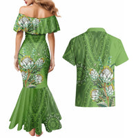 Africa King Proteas Dashiki Motif Couples Matching Mermaid Dress and Hawaiian Shirt Green Style LT9 - Wonder Print Shop