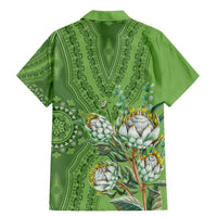 Africa King Proteas Dashiki Motif Family Matching Mermaid Dress and Hawaiian Shirt Green Style LT9 - Wonder Print Shop