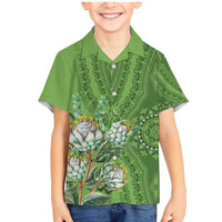Africa King Proteas Dashiki Motif Family Matching Mermaid Dress and Hawaiian Shirt Green Style LT9 - Wonder Print Shop