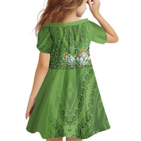 Africa King Proteas Dashiki Motif Family Matching Short Sleeve Bodycon Dress and Hawaiian Shirt Green Style - Wonder Print Shop