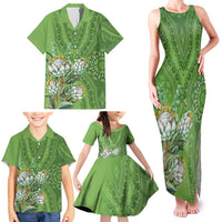 Africa King Proteas Dashiki Motif Family Matching Tank Maxi Dress and Hawaiian Shirt Green Style - Wonder Print Shop