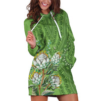 Africa King Proteas Dashiki Motif Hoodie Dress Green Style - Wonder Print Shop