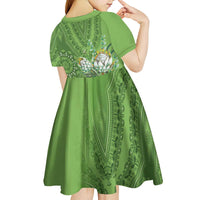 Africa King Proteas Dashiki Motif Kid Short Sleeve Dress Green Style - Wonder Print Shop