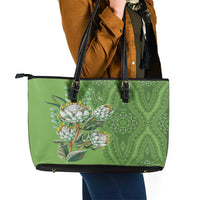 Africa King Proteas Dashiki Motif Leather Tote Bag Green Style - Wonder Print Shop