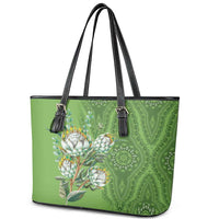 Africa King Proteas Dashiki Motif Leather Tote Bag Green Style - Wonder Print Shop
