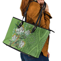 Africa King Proteas Dashiki Motif Leather Tote Bag Green Style - Wonder Print Shop