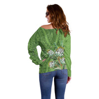 Africa King Proteas Dashiki Motif Off Shoulder Sweater Green Style - Wonder Print Shop