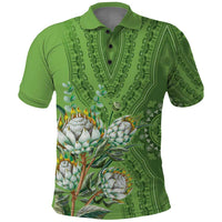 Africa King Proteas Dashiki Motif Polo Shirt Green Style - Wonder Print Shop