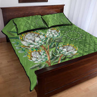 Africa King Proteas Dashiki Motif Quilt Bed Set Green Style - Wonder Print Shop