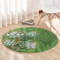 Africa King Proteas Dashiki Motif Round Carpet Green Style