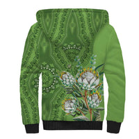Africa King Proteas Dashiki Motif Sherpa Hoodie Green Style - Wonder Print Shop