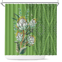 Africa King Proteas Dashiki Motif Shower Curtain Green Style