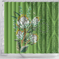 Africa King Proteas Dashiki Motif Shower Curtain Green Style