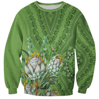 Africa King Proteas Dashiki Motif Sweatshirt Green Style - Wonder Print Shop