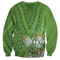 Africa King Proteas Dashiki Motif Sweatshirt Green Style - Wonder Print Shop