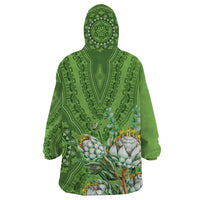 Africa King Proteas Dashiki Motif Wearable Blanket Hoodie Green Style - Wonder Print Shop