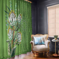 Africa King Proteas Dashiki Motif Window Curtain Green Style - Wonder Print Shop