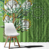 Africa King Proteas Dashiki Motif Window Curtain Green Style - Wonder Print Shop