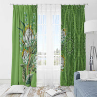 Africa King Proteas Dashiki Motif Window Curtain Green Style - Wonder Print Shop
