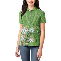 Africa King Proteas Dashiki Motif Women Polo Shirt Green Style - Wonder Print Shop