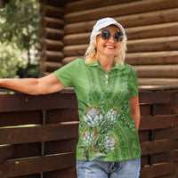 Africa King Proteas Dashiki Motif Women Polo Shirt Green Style - Wonder Print Shop