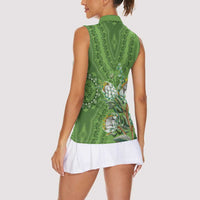 Africa King Proteas Dashiki Motif Women Sleeveless Polo Shirt Green Style - Wonder Print Shop