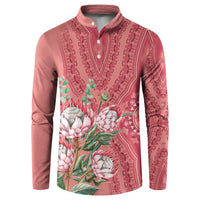 Africa King Proteas Dashiki Motif Button Sweatshirt Peach Style LT9 - Wonder Print Shop