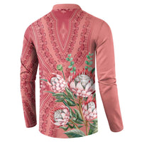 Africa King Proteas Dashiki Motif Button Sweatshirt Peach Style LT9 - Wonder Print Shop