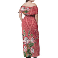 Africa King Proteas Dashiki Motif Family Matching Off Shoulder Maxi Dress and Hawaiian Shirt Peach Style LT9 - Wonder Print Shop
