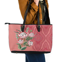 Africa King Proteas Dashiki Motif Leather Tote Bag Peach Style - Wonder Print Shop