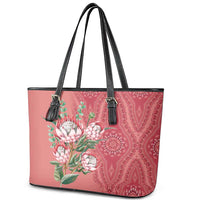Africa King Proteas Dashiki Motif Leather Tote Bag Peach Style - Wonder Print Shop