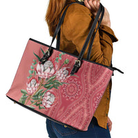 Africa King Proteas Dashiki Motif Leather Tote Bag Peach Style - Wonder Print Shop