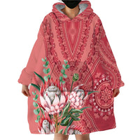 Africa King Proteas Dashiki Motif Wearable Blanket Hoodie Peach Style - Wonder Print Shop