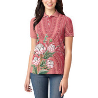 Africa King Proteas Dashiki Motif Women Polo Shirt Peach Style - Wonder Print Shop