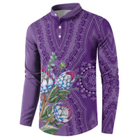 Africa King Proteas Dashiki Motif Button Sweatshirt Violet Style LT9 - Wonder Print Shop