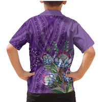 Africa King Proteas Dashiki Motif Family Matching Mermaid Dress and Hawaiian Shirt Violet Style LT9 - Wonder Print Shop